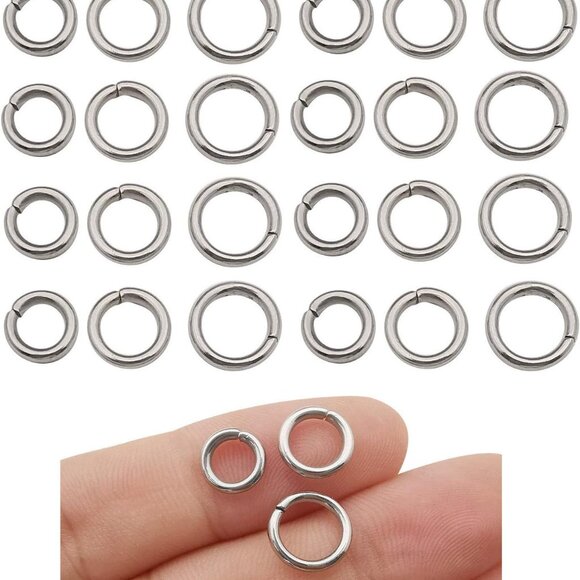300pcs Mix 8mm 9mm 10mm Stainless Steel Thick Strong Rings Jump Rings Connector - Picture 1 of 8